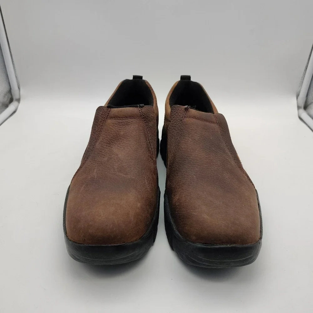 Roper Performance Slip On Shoes Mens 10 Brown Leather Work Loafers 0601-0237